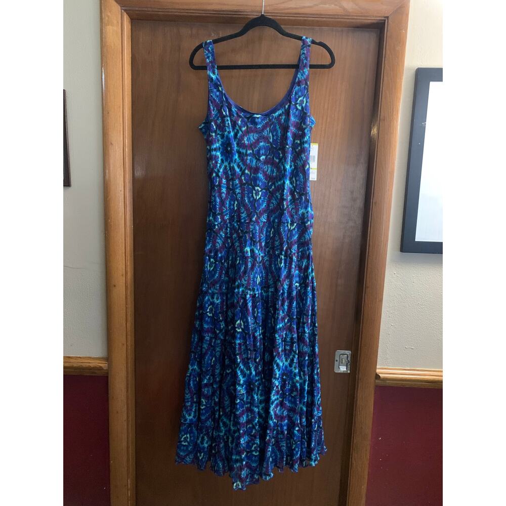 Jones New York NWT Maxi Dress Size 14 Blue Purple Tiered Flowy